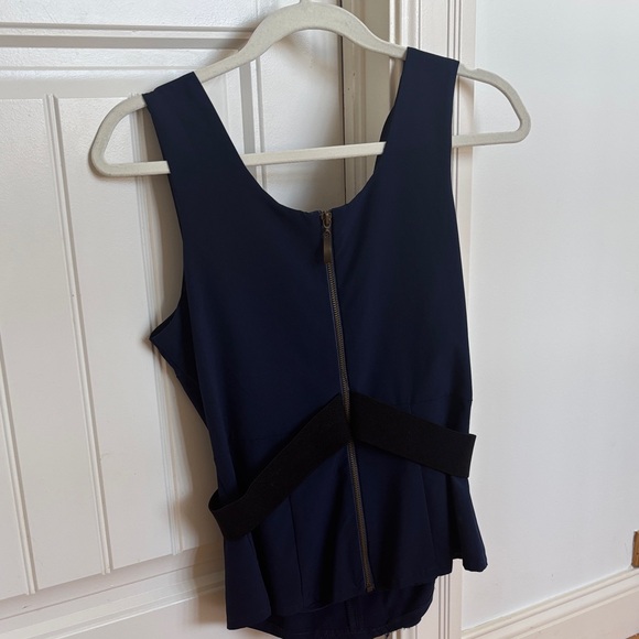 Navy Ruffle Sleeveless Blouse - Picture 2 of 2
